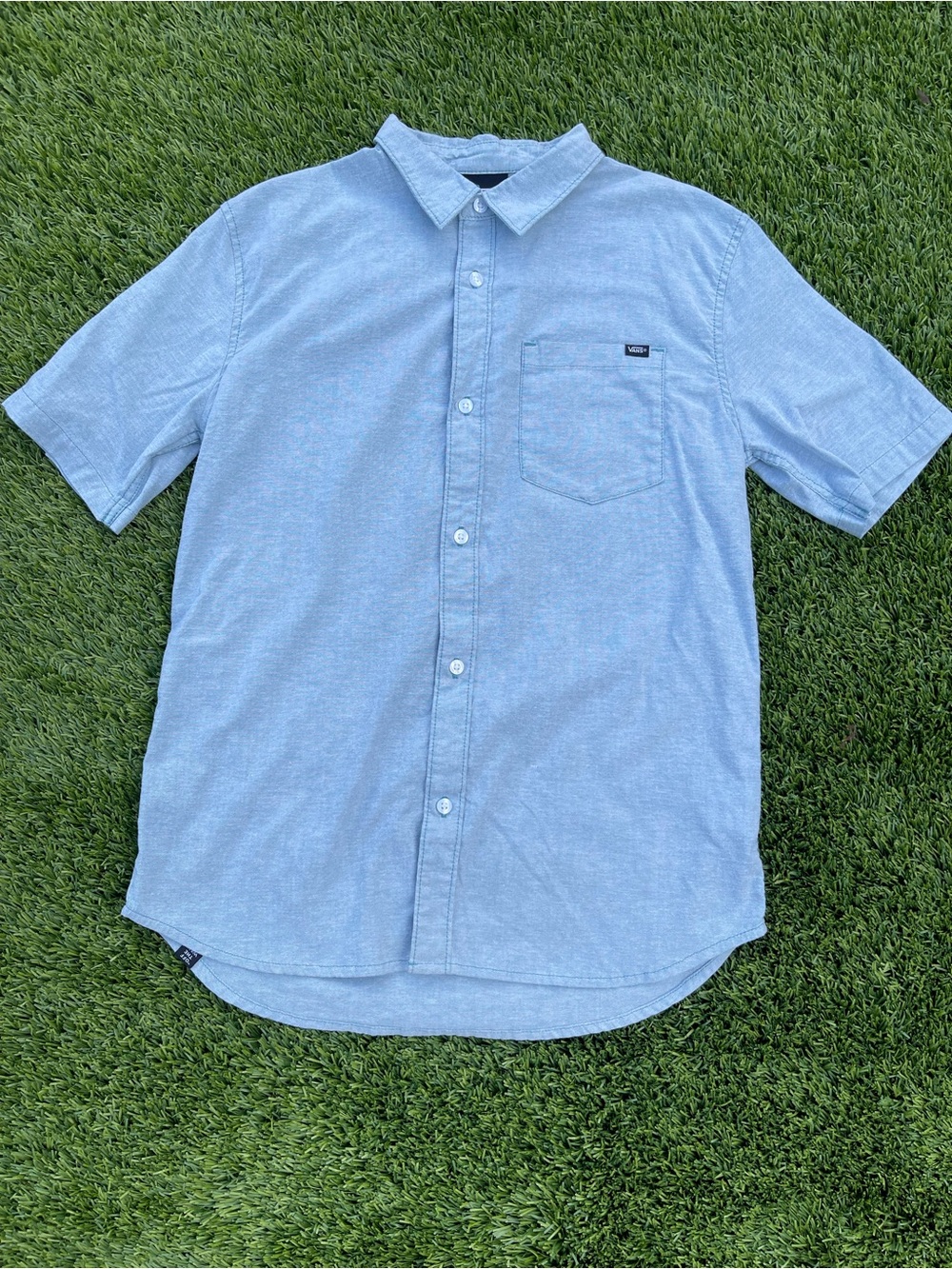 Vans Light Blue Short Sleeve Button-Down Pocket Shirt